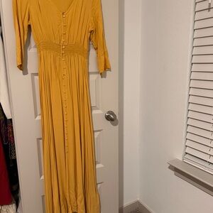Elegant Mustard Yellow Maxi Dress